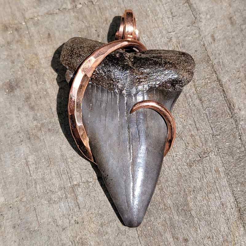 Copper Hook Wrapped Megalodon Tooth