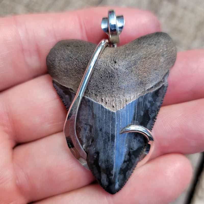 Hook Wrapped Megalodon Tooth Necklace